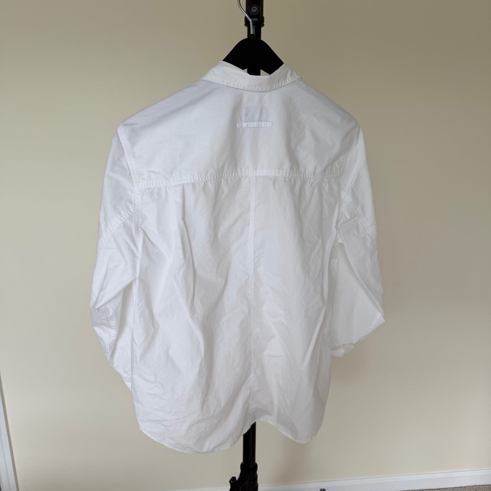 90's Lizsport White Cotton Button Down Long Sleeve Shirt Pocket Size L - Picture 4 of 7